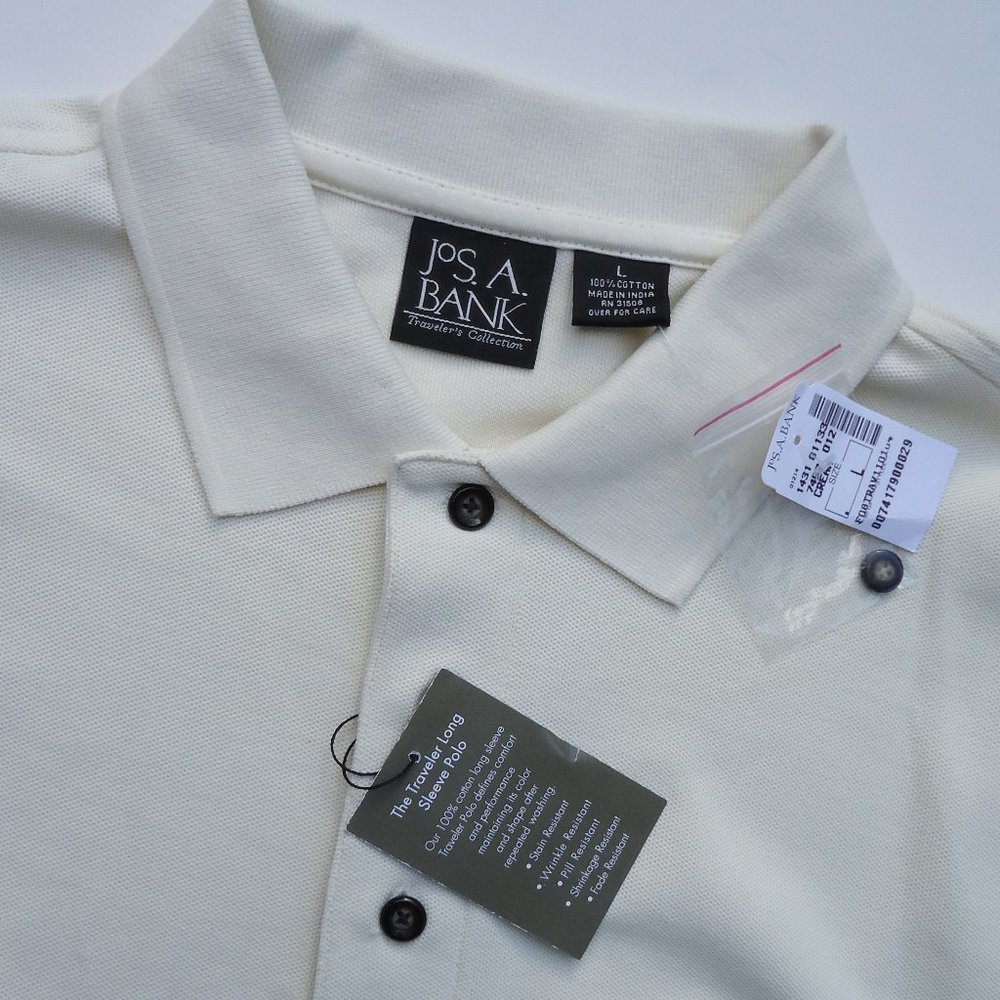 NWT. SIZE L. JOS. A. BANK The traveler long sleeve polo shirt. - Picture 5 of 16